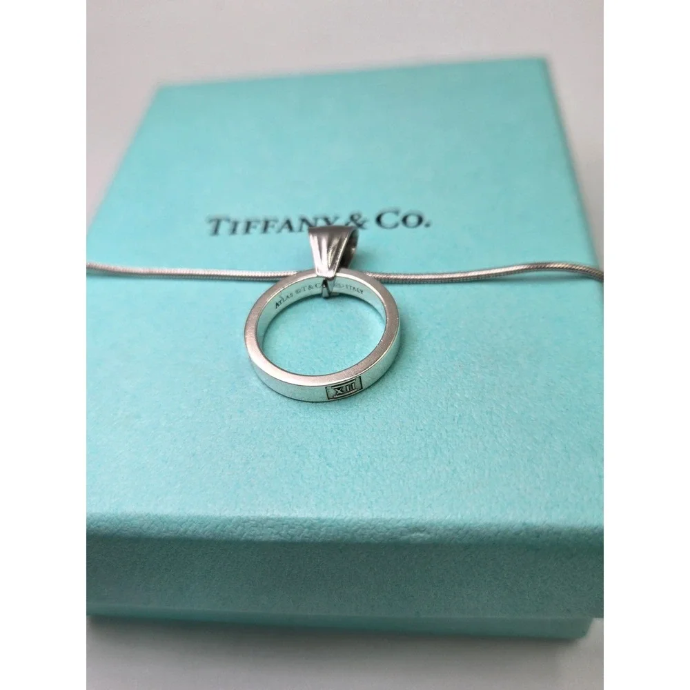 Tiffany Co Sterling Silver Atlas Ring Size 5 On Unbranded Chain
